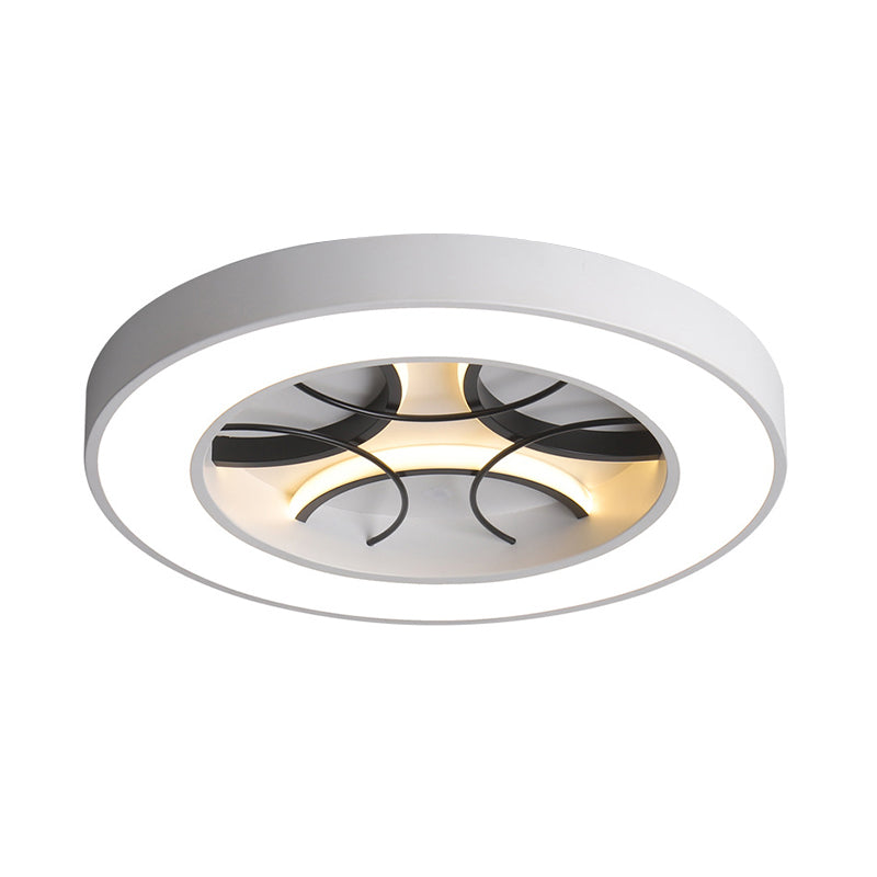 Luminaire encastré rond blanc de 16 "/ 19,5" de large, plafonnier LED moderne en métal blanc, lumière chaude/blanche/3 couleurs