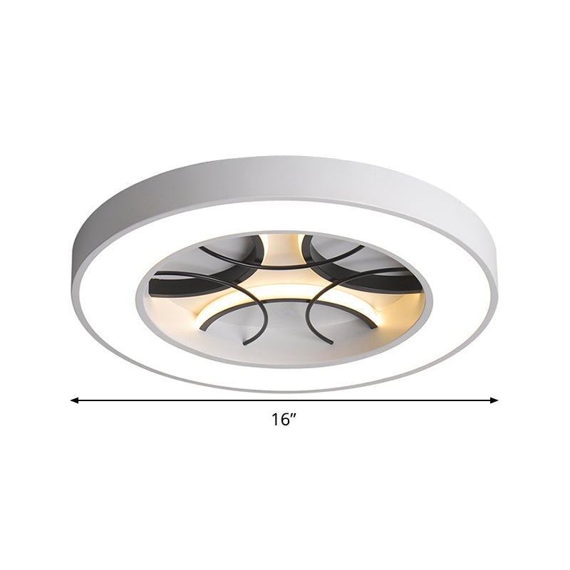 Luminaire encastré rond blanc de 16 "/ 19,5" de large, plafonnier LED moderne en métal blanc, lumière chaude/blanche/3 couleurs