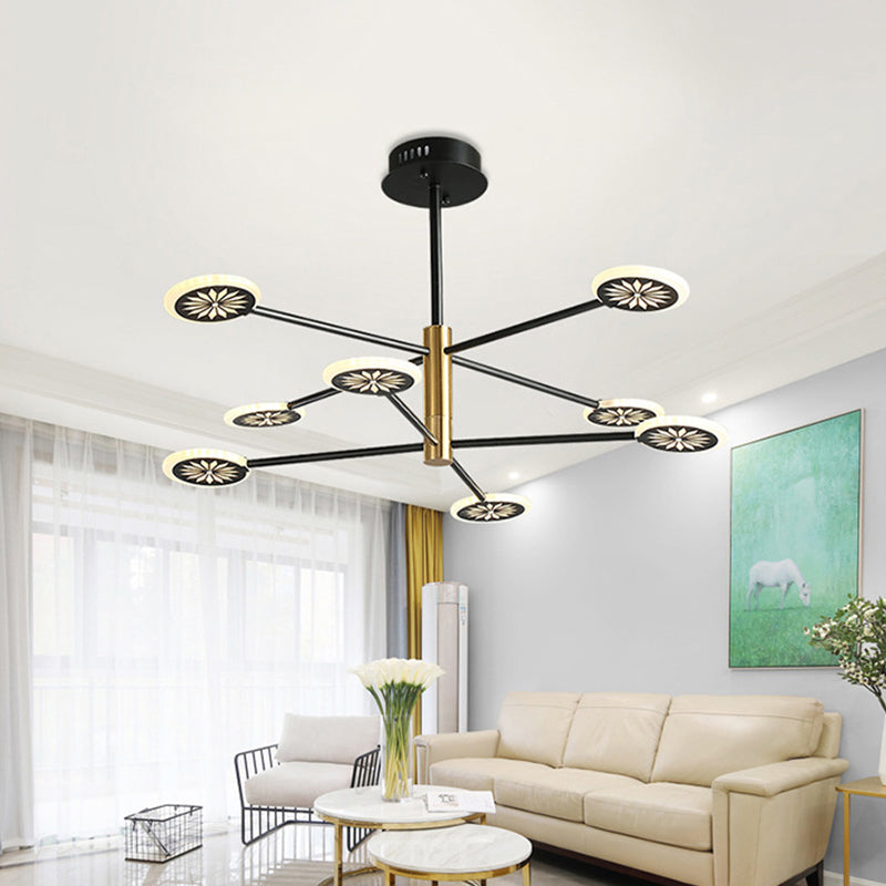 Sputnik Metal Candant Light Contemporary 6/8 Heads Black sospeso lampadario Luce per soggiorno