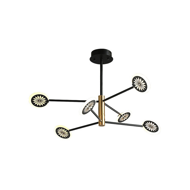 Sputnik Metal Candant Light Contemporary 6/8 Heads Black sospeso lampadario Luce per soggiorno