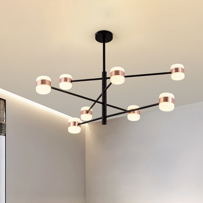 Metal Starburst Hanging Chandelier Modern 4/6/8 Lights Black Pendant Lighting in Warm/White Light