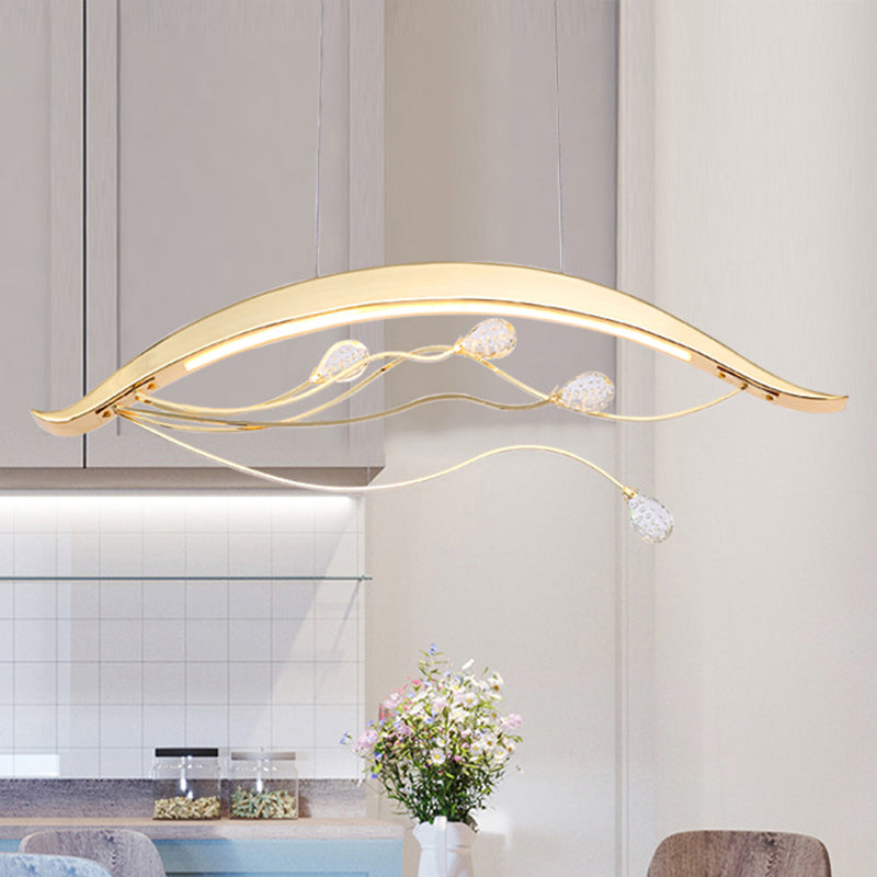 Gold Arch Hanging Pendant Light Simple Style Metal LED Suspension Light for Dining Room