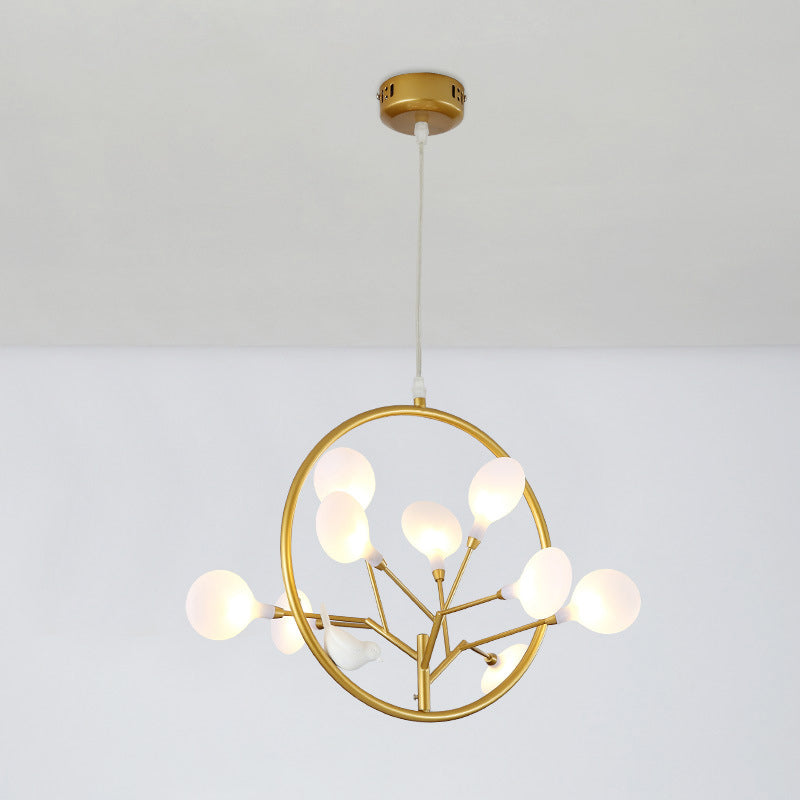 Brass Branch Chandelier Pendant Light Postmodern Metal LED Hanging Light Kit, Warm/White Light