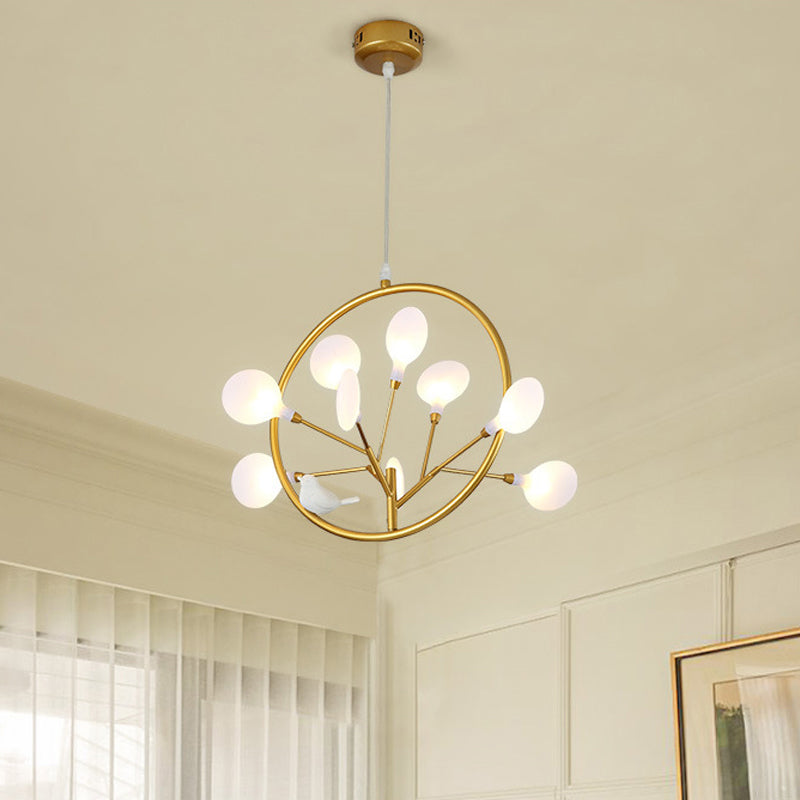 Brass Branch Chandelier Pendant Light Postmodern Metal LED Hanging Light Kit, Warm/White Light