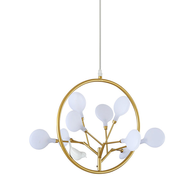 Brass Branch Chandelier Pendant Light Postmodern Metal LED Hanging Light Kit, Warm/White Light