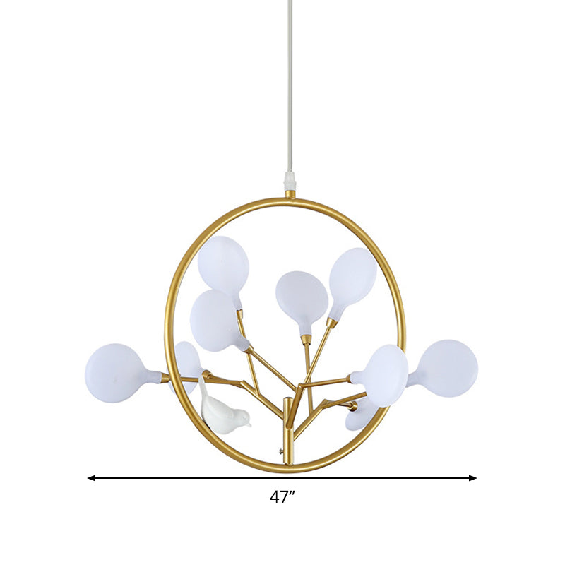 Brass Branch Chandelier Pendant Light Postmodern Metal LED Hanging Light Kit, Warm/White Light