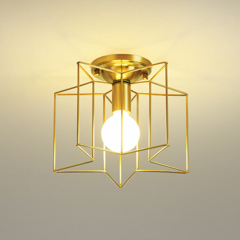 Industrial Star Semi Flush Mount Ceiling Fixture Metal Semi Flush Ceiling Lights for Bedroom