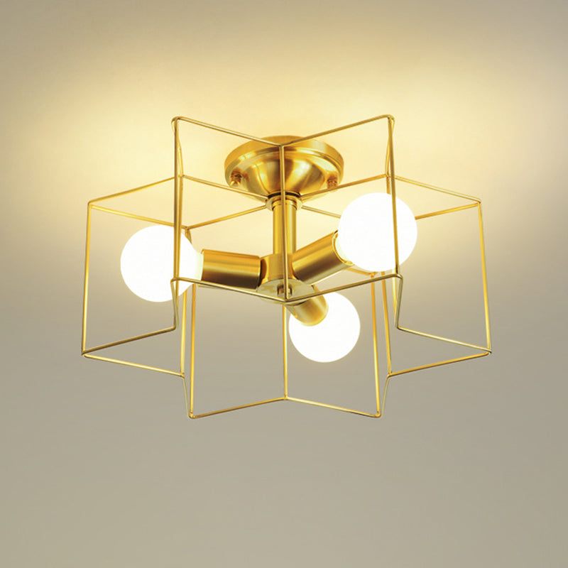 Industrial Star Semi Flush Mount Ceiling Fixture Metal Semi Flush Ceiling Lights for Bedroom