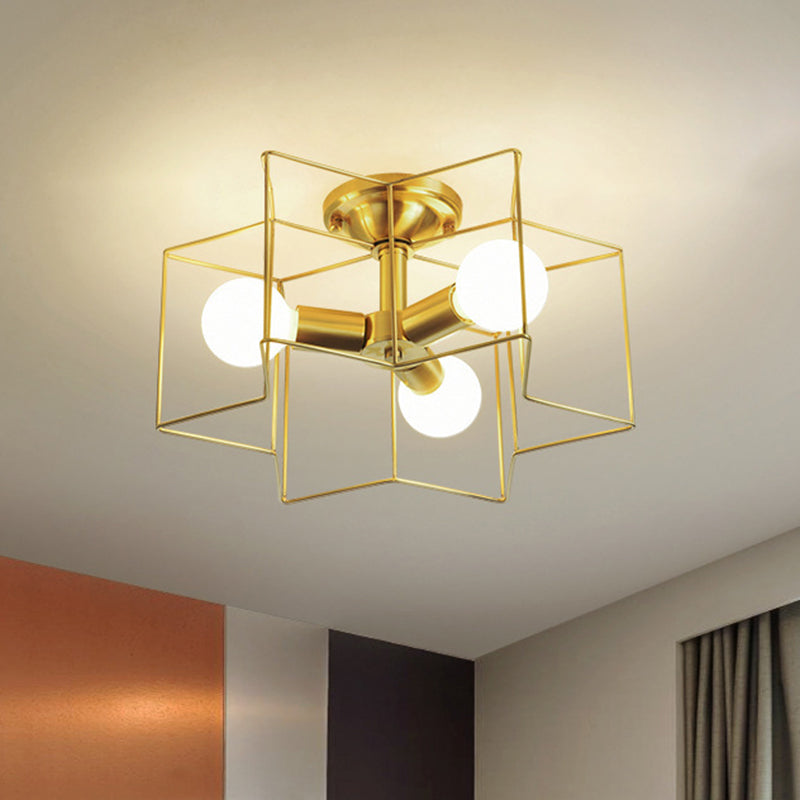 Industrial Star Semi Flush Mount Ceiling Fixture Metal Semi Flush Ceiling Lights for Bedroom