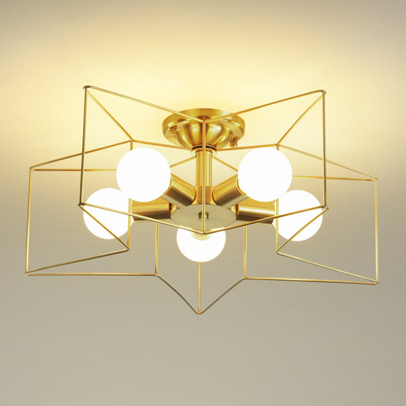 Industrial Star Semi Flush Mount Ceiling Fixture Metal Semi Flush Ceiling Lights for Bedroom