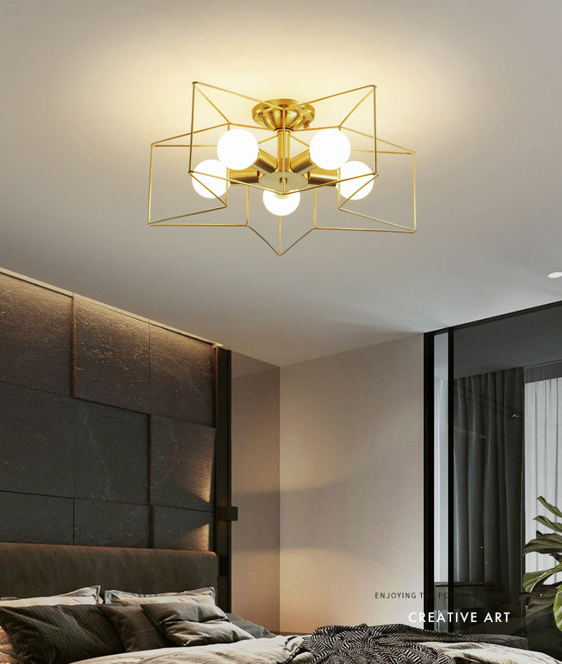 Industrial Star Semi Flush Mount Ceiling Fixture Metal Semi Flush Ceiling Lights for Bedroom