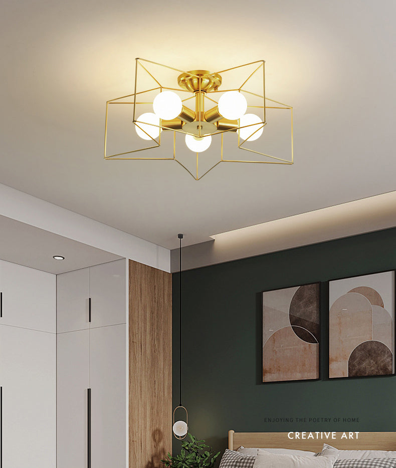 Industrial Star Semi Flush Mount Ceiling Fixture Metal Semi Flush Ceiling Lights for Bedroom