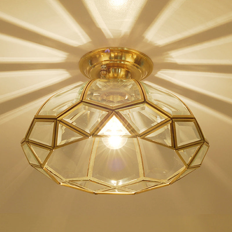 1 Light Traditional Semi Flush Ceiling Light Beveled Translucent Glass Semi Flush Light Fixtures