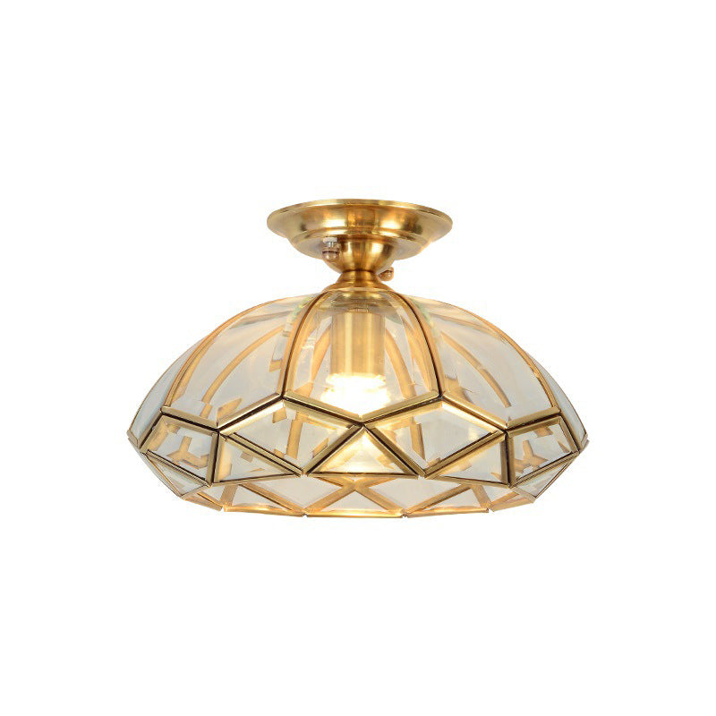 1 Light Traditional Semi Flush Ceiling Light Beveled Translucent Glass Semi Flush Light Fixtures