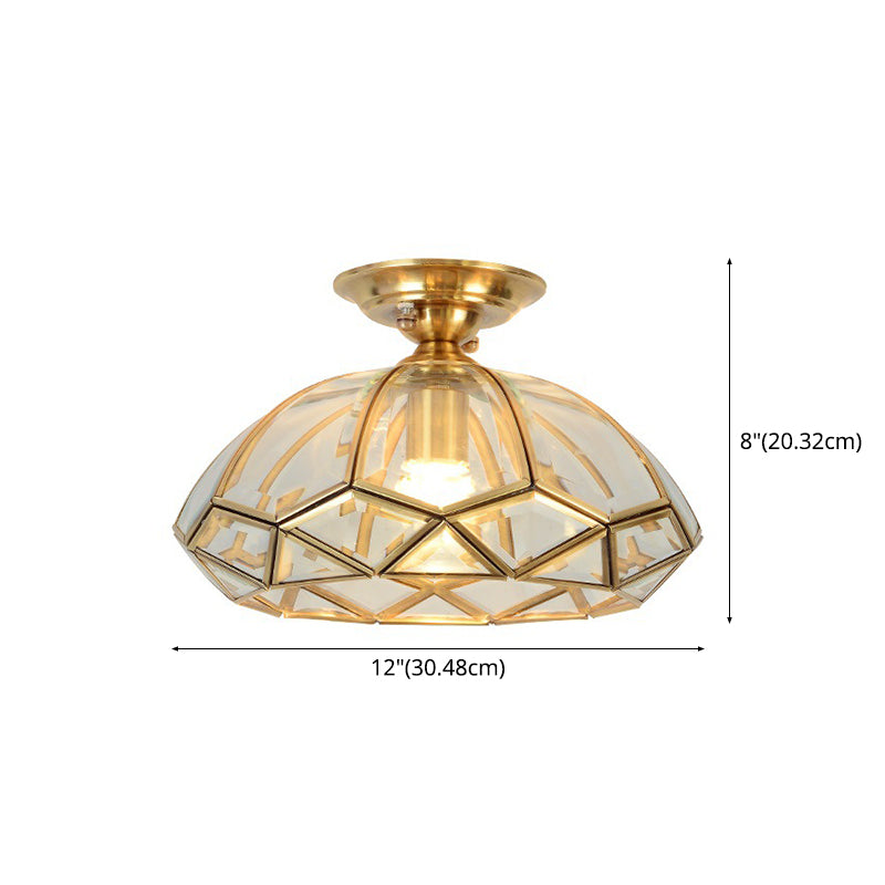 1 Light Traditional Semi Flush Ceiling Light Beveled Translucent Glass Semi Flush Light Fixtures