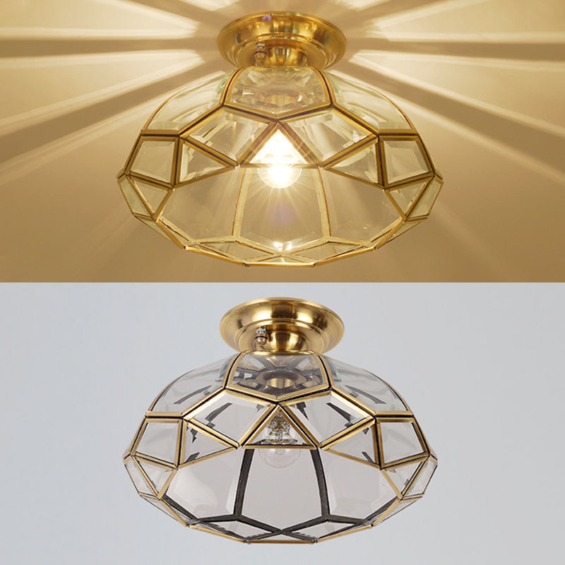 1 Light Traditional Semi Flush Ceiling Light Beveled Translucent Glass Semi Flush Light Fixtures