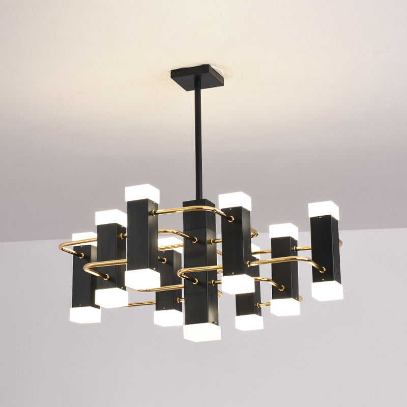 Black Sputnik Pendant Chandelier Modern 4/8 Heads Metal Suspension Light in 2 Color Light