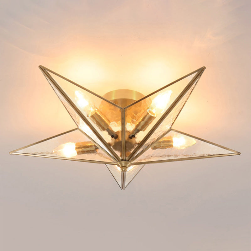 5 lichten traditionele semi -spoelmontage lamp star clear glazen semi -spoelbevestiging plafondarmatuur