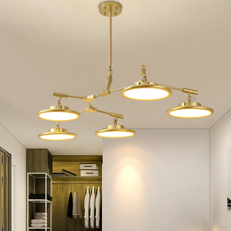 Gold Branch Chandelier Light Fixture Modern 3/5 Heads Pendant Light Kit in Warm/White Light