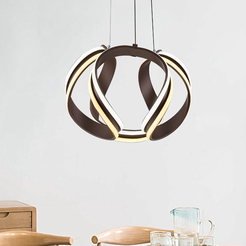 Abstract Chandelier Pendant Light Modern Metal Coffee LED Hanging Light Kit in Warm/White Light