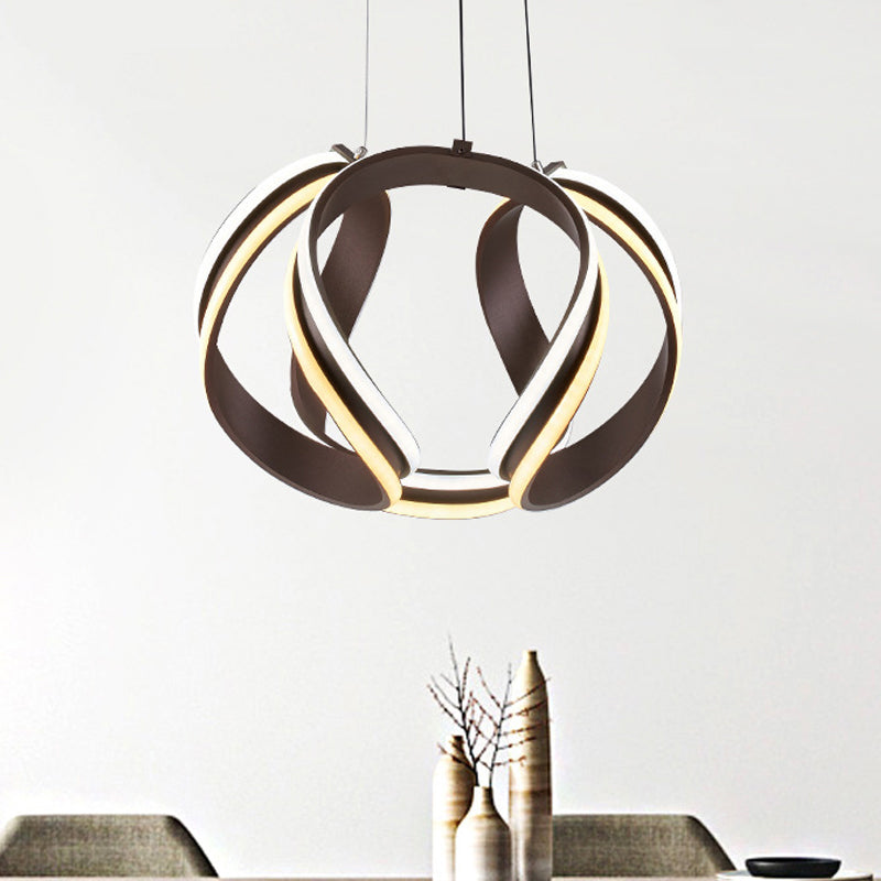 Abstract Chandelier Pendant Light Modern Metal Coffee LED Hanging Light Kit in Warm/White Light