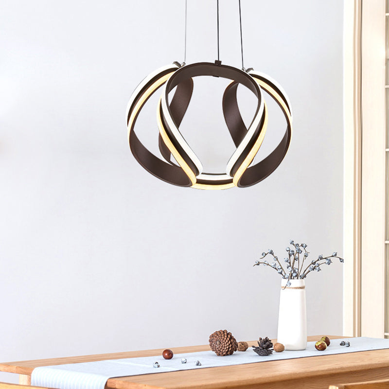 Abstract Chandelier Pendant Light Modern Metal Coffee LED Hanging Light Kit in Warm/White Light