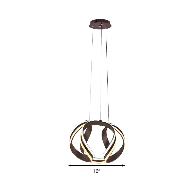 Abstract Chandelier Pendant Light Modern Metal Coffee LED Hanging Light Kit in Warm/White Light