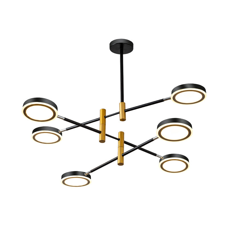 Starburst Chandelier Lighting Modern Metal 4/6 Heads White/Black and Gold Hanging Lamp Kit, Warm/White Light