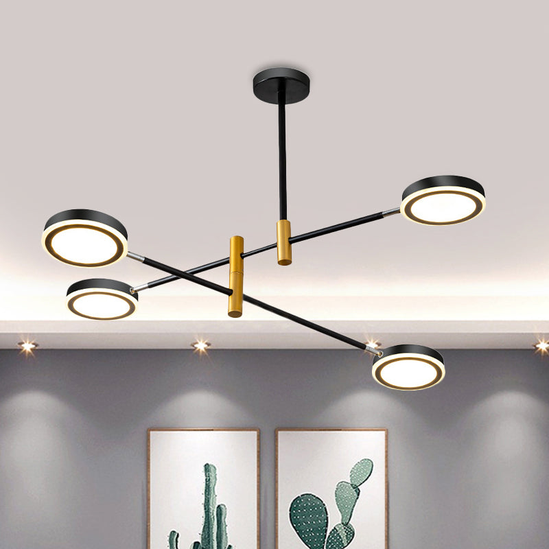 Starburst Chandelier Lighting Modern Metal 4/6 Heads White/Black and Gold Hanging Lamp Kit, Warm/White Light