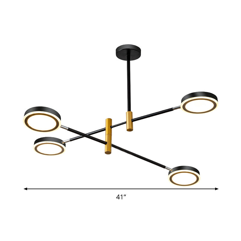 Starburst Chandelier Lighting Modern Metal 4/6 Heads White/Black and Gold Hanging Lamp Kit, Warm/White Light