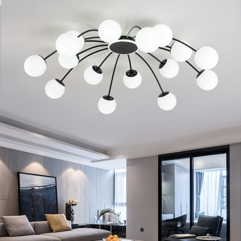 Neue moderne Milchglas Flush Mount Light Sputnik Halbdecke Leuchte