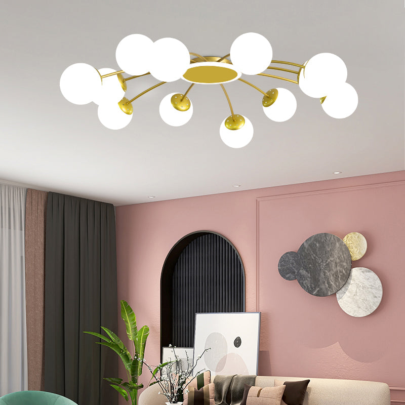 Neue moderne Milchglas Flush Mount Light Sputnik Halbdecke Leuchte