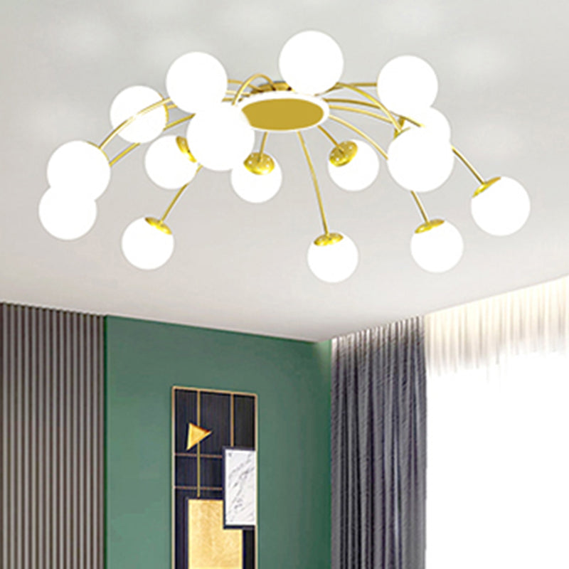 Neue moderne Milchglas Flush Mount Light Sputnik Halbdecke Leuchte