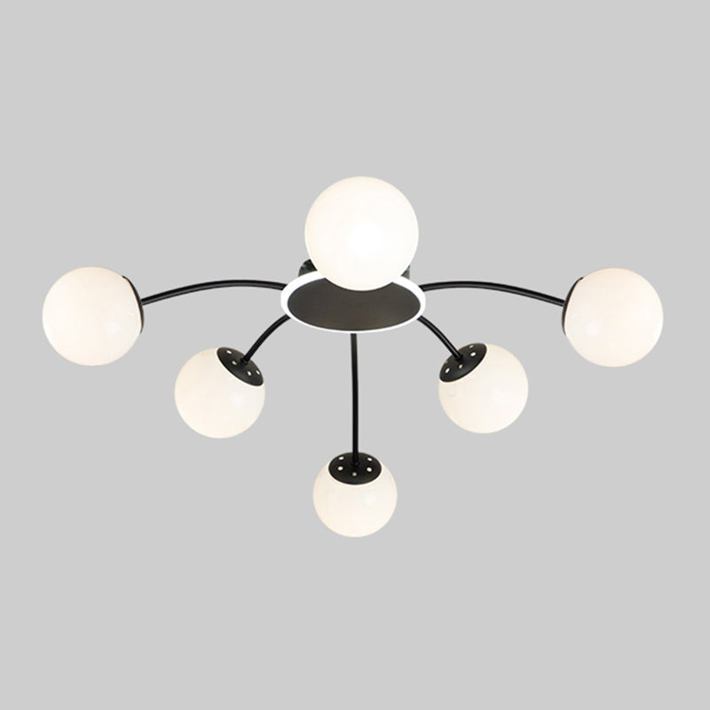 NIEUW MODERNE MODEREN GLASSPLOK Mount Light Sputnik Semi -plafondlamp