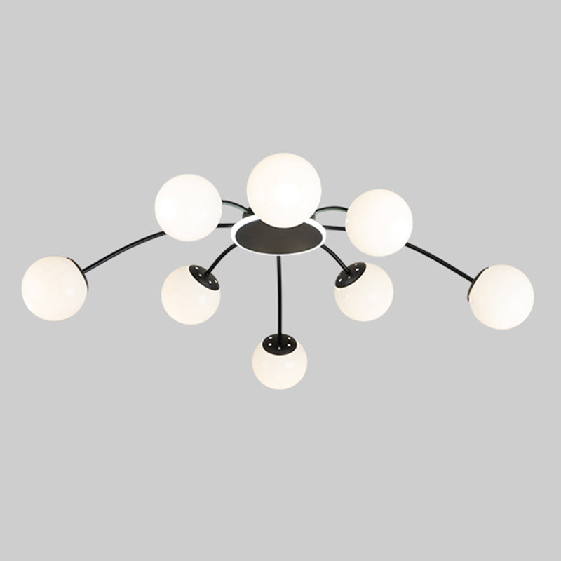 New Modern Milk Glass Flush Mount Light Sputnik Semi Ceiling Light Fixture