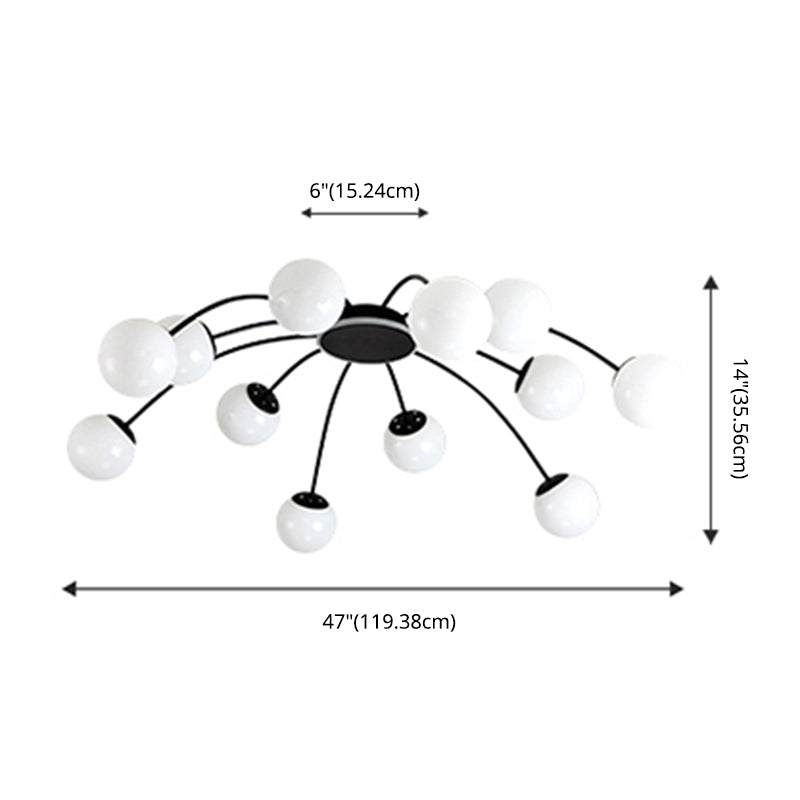 NIEUW MODERNE MODEREN GLASSPLOK Mount Light Sputnik Semi -plafondlamp