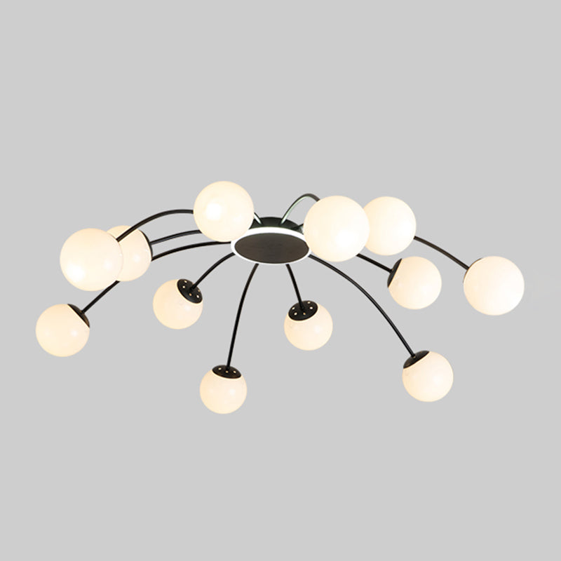 New Modern Milk Glass Flush Mount Light Sputnik Semi Ceiling Light Fixture