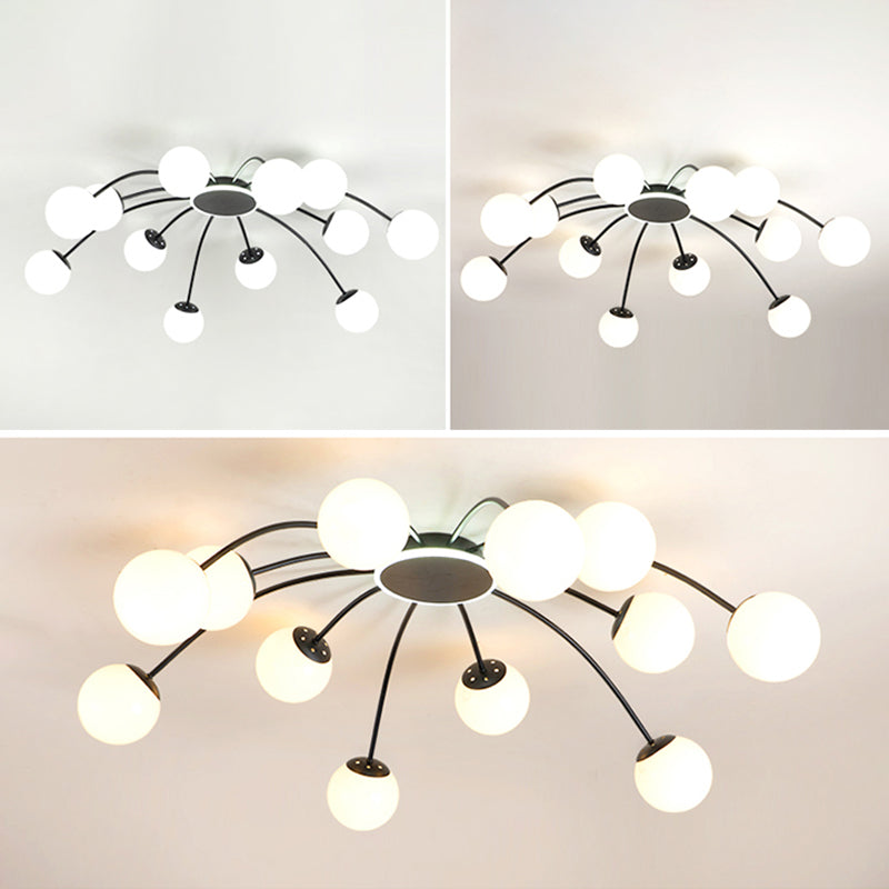 New Modern Milk Glass Flush Mount Light Sputnik Semi Ceiling Light Fixture