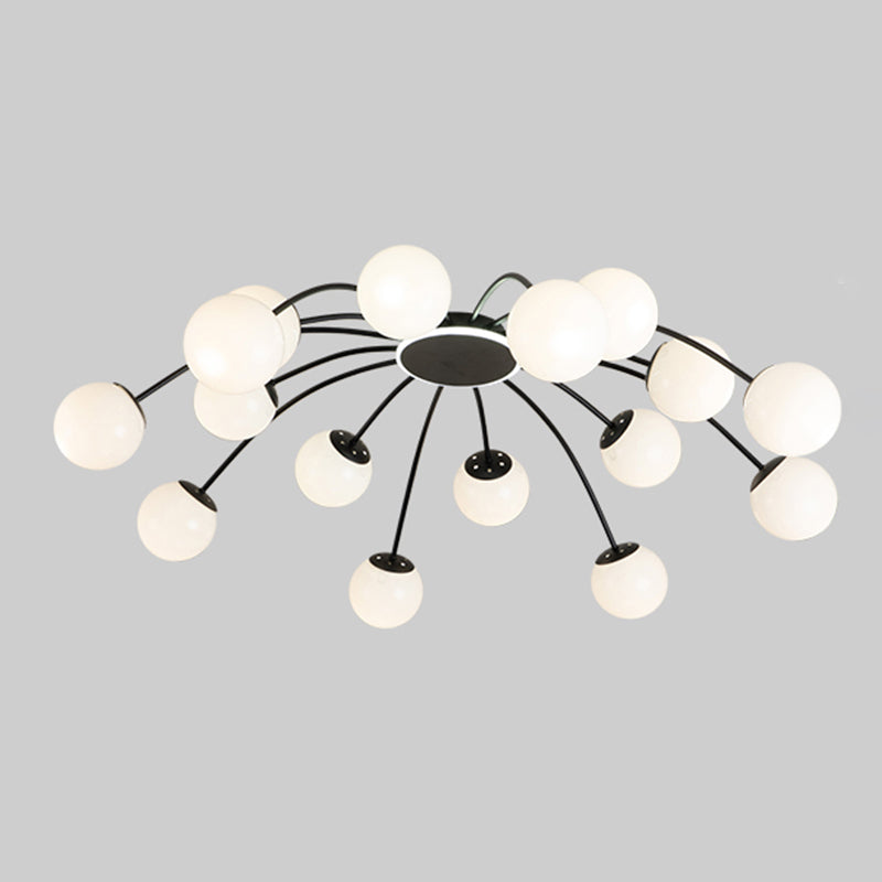 New Modern Milk Glass Flush Mount Light Sputnik Semi Ceiling Light Fixture