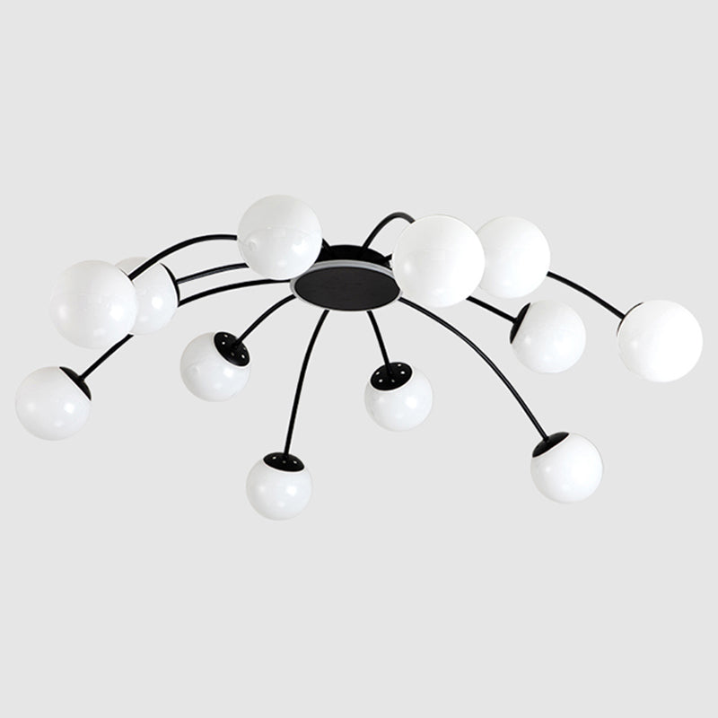 New Modern Milk Glass Flush Mount Light Sputnik Semi Ceiling Light Fixture