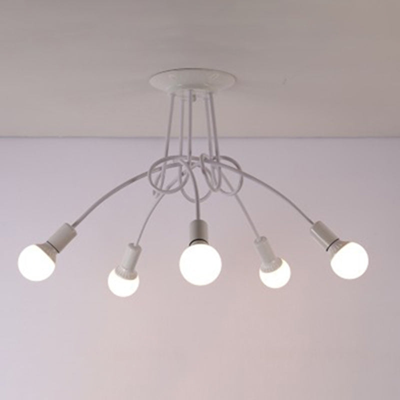 Smeedijzeren antieke spoelbevestiging plafondlicht starburst semi -flush mount licht