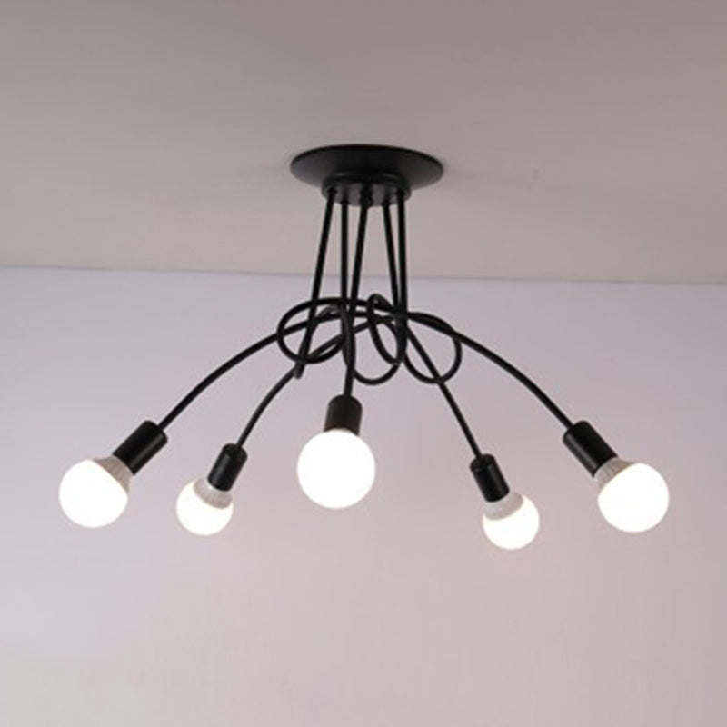 Smeedijzeren antieke spoelbevestiging plafondlicht starburst semi -flush mount licht