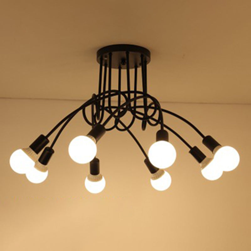 Smeedijzeren antieke spoelbevestiging plafondlicht starburst semi -flush mount licht