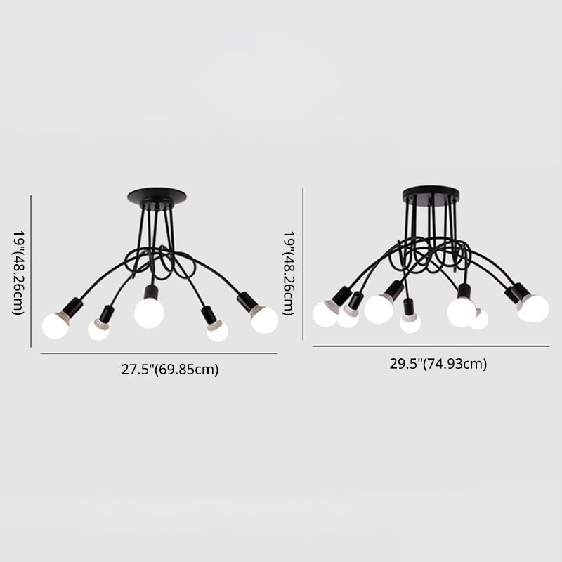 Luz de techo de montaje de montura de plancha de hierro forjado Starburst Semi Flush Mount Light