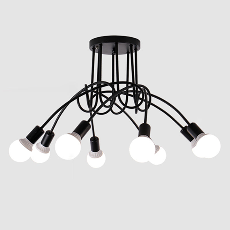 Wrought Iron Antique Flush Mount Ceiling Light Starburst Semi Flush Mount Light