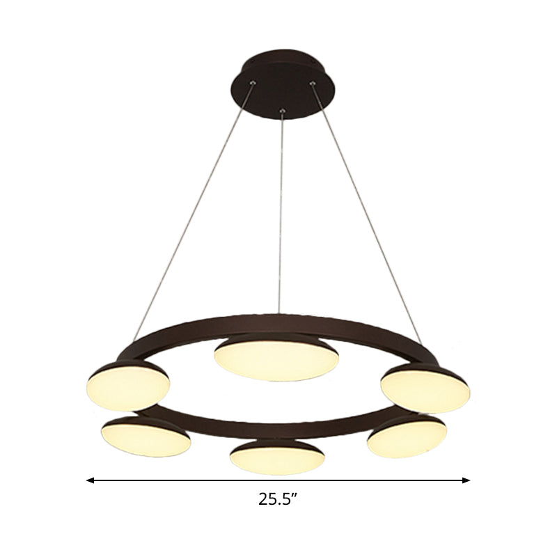 Coffee Circular Hanging Lamp Kit Contemporary 6/8 Heads Metal Pendant Chandelier for Dining Room