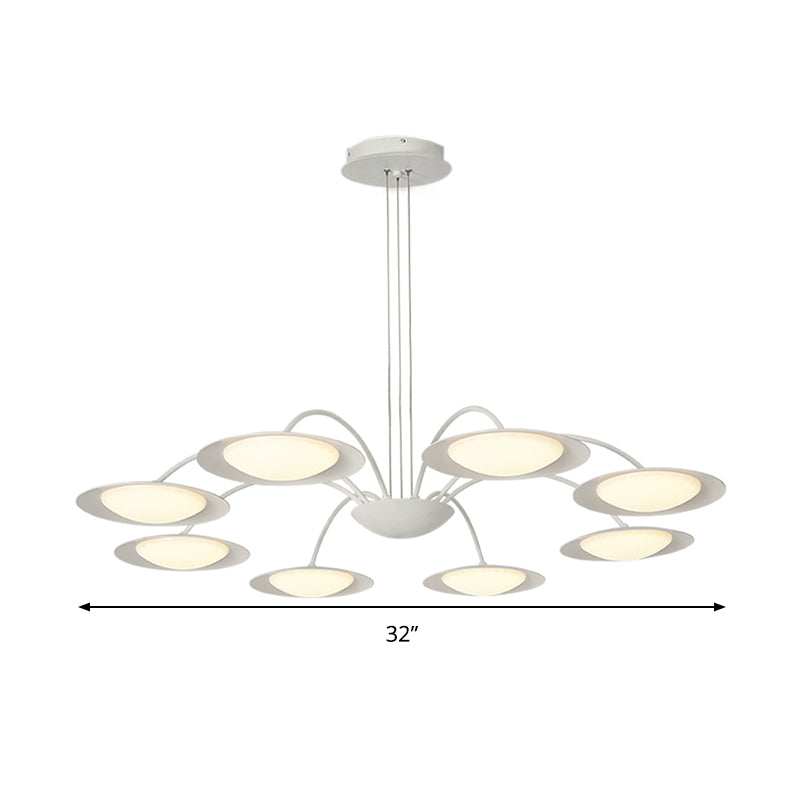 Disc Chandelier Light Fixture Simple Style Metal 8 Heads White Hanging Light Kit for Living Room