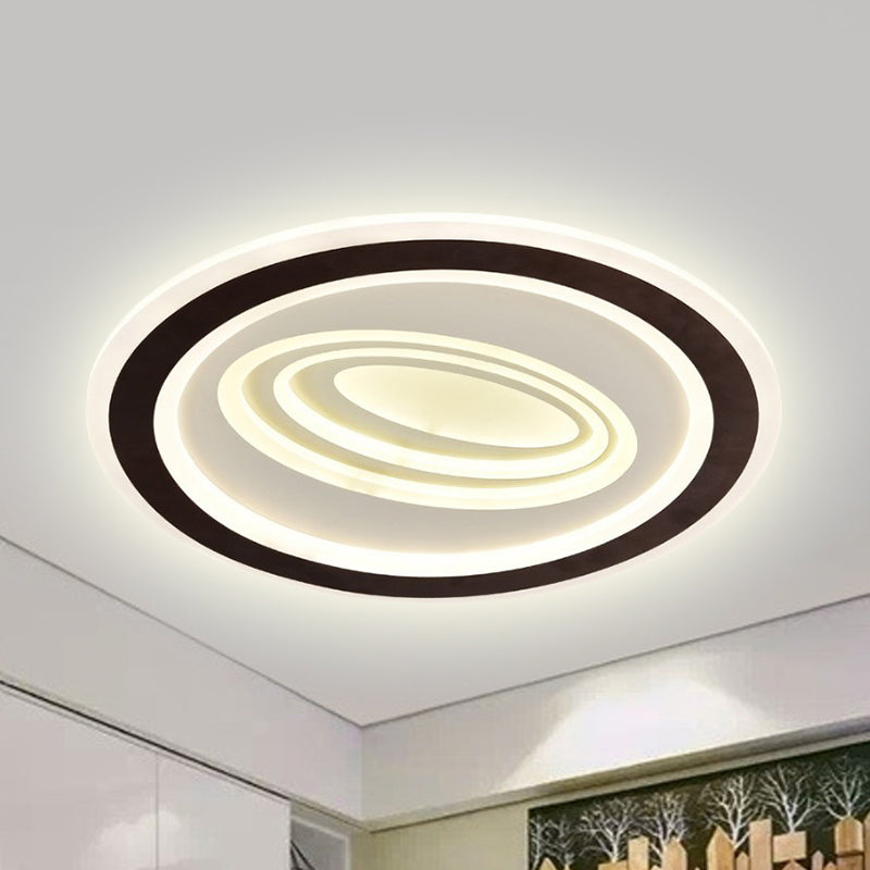 Lampada da soffitto Rippled a incasso moderno elegante acrilico LED bianco e nero, terzo ingranaggio