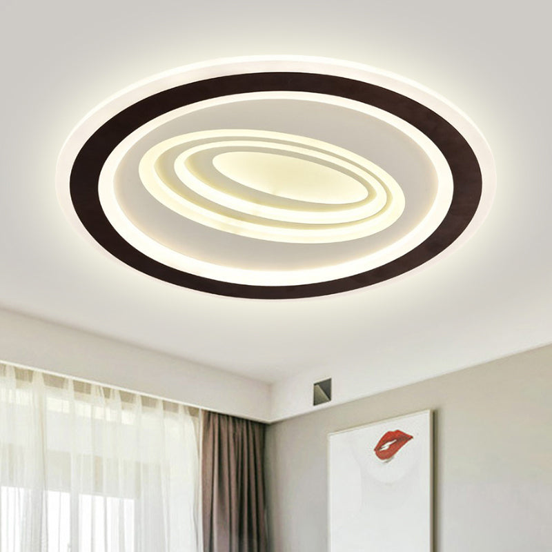 Lampada da soffitto Rippled a incasso moderno elegante acrilico LED bianco e nero, terzo ingranaggio