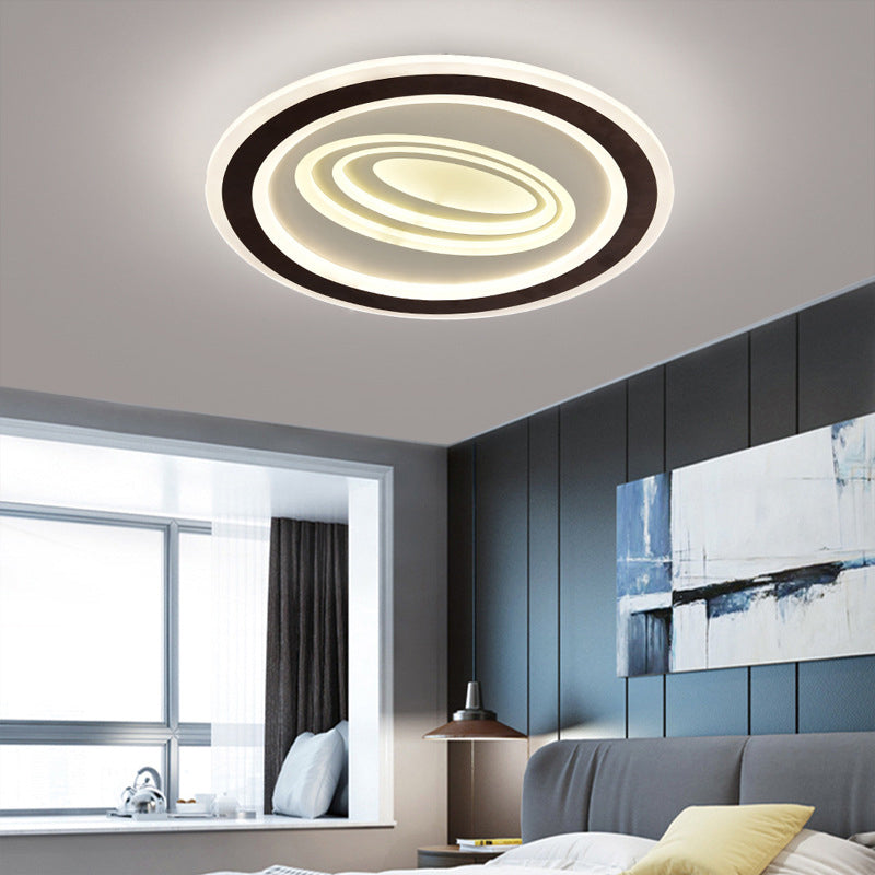 Rippled Flush Mount Ceiling Light Modern Stylish LED Acrylique Black and White Flush Light Fixture, Third Gear